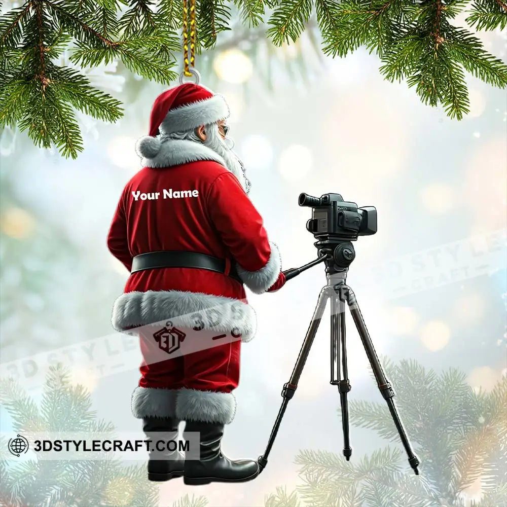 Custom Name Santa Photographer Ornament Christmas Gift 3.54’’ / 1