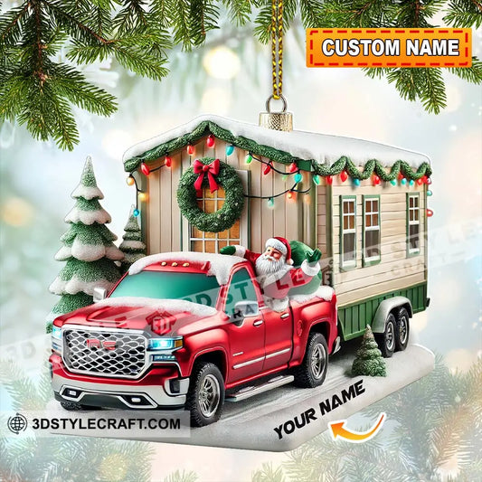 Custom Name Santa Truck House Ornament Christmas Gift Decor