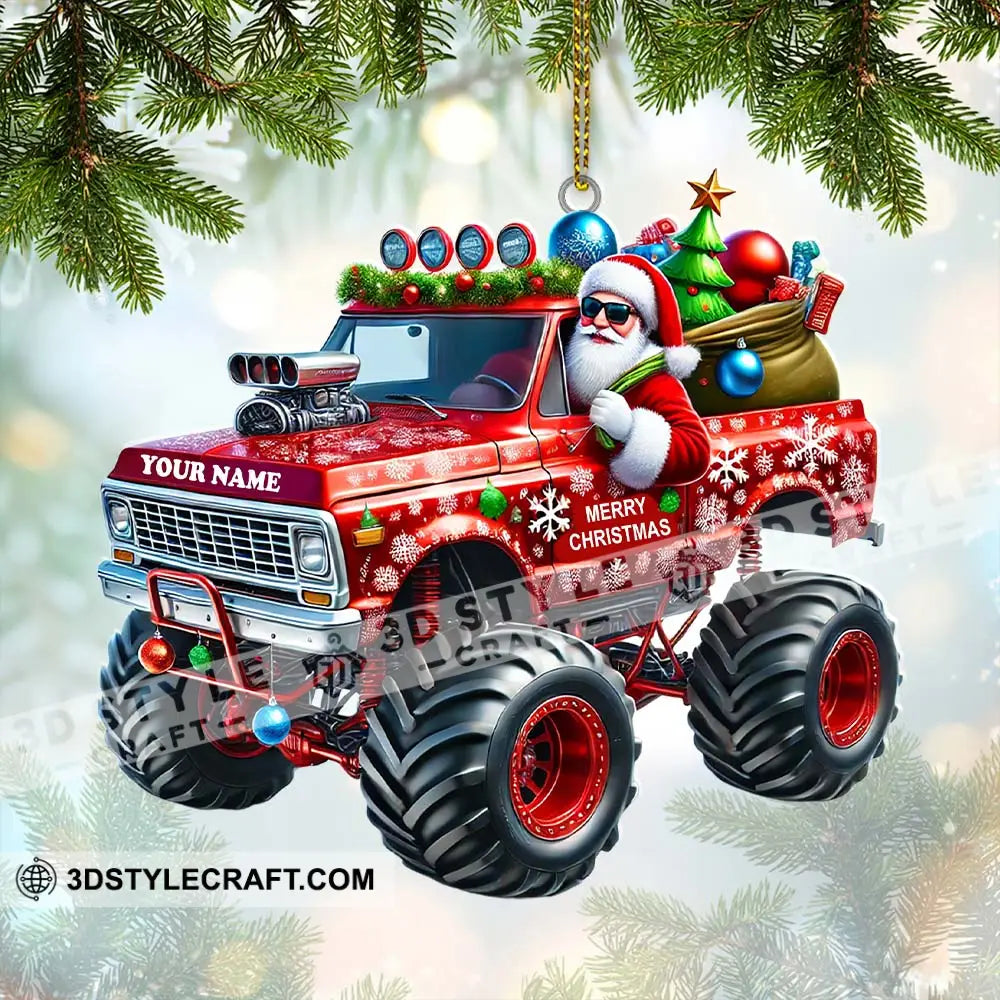 Custom Name Santa Truck Ornament Christmas Gift Decoration 3.54’’ / 1