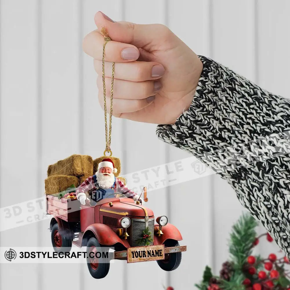 Custom Name Santa Truck Ornament Christmas Gift Decoration