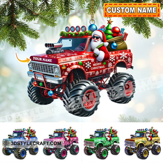 Custom Name Santa Truck Ornament Christmas Gift Decoration