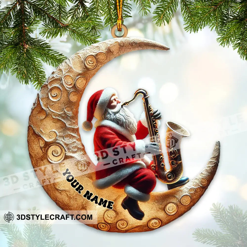 Custom Name Saxophone Santa Ornament Lover Christmas Gift 3.54’’ / 1