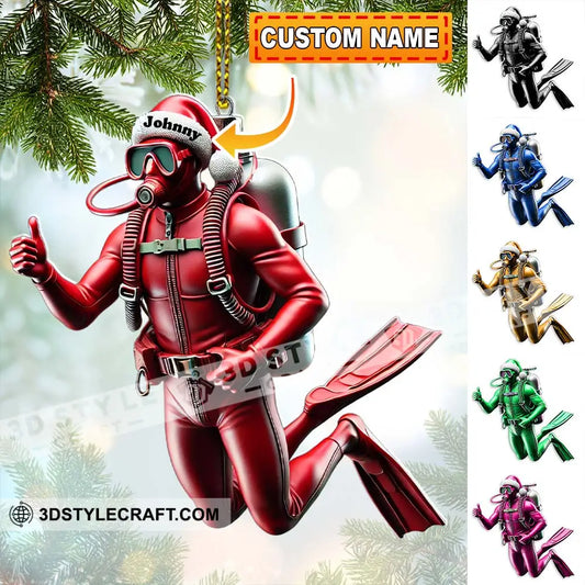 Custom Name Scuba Diving Ornament Christmas Gift Decoration