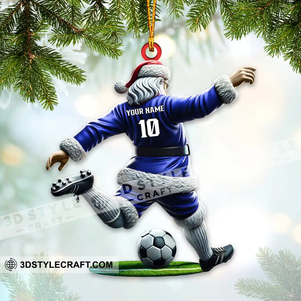 Custom Name Soccer Santa Ornament Christmas Gift