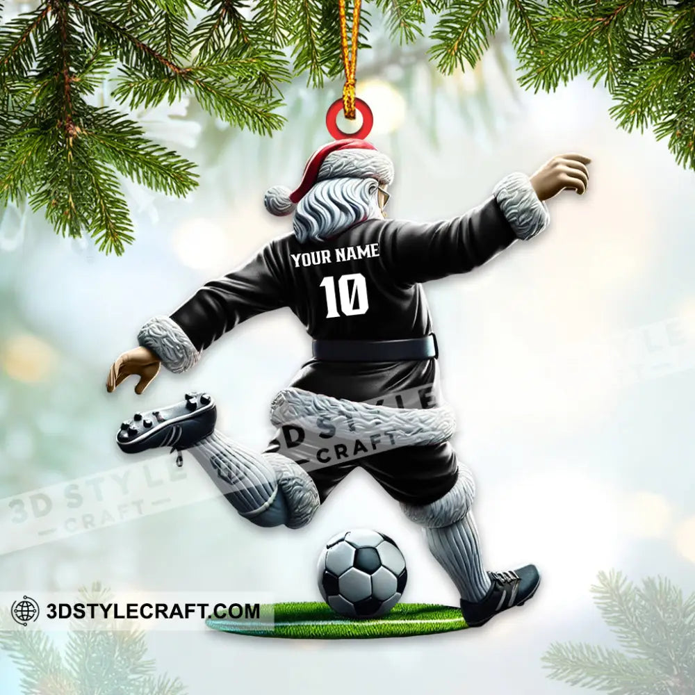 Custom Name Soccer Santa Ornament Christmas Gift