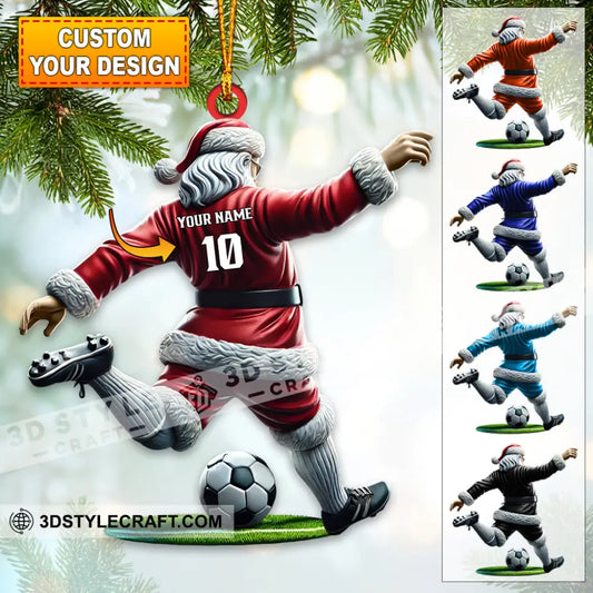 Custom Name Soccer Santa Ornament Christmas Gift