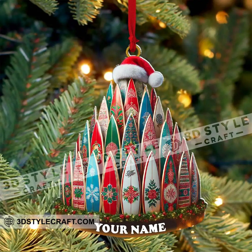 Custom Name Surfing Ornament Christmas Gift For Lover