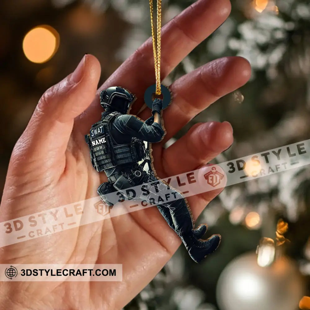 Custom Name Swat Ornament Gift For Swat Police 3.54’’ / 1 Pack