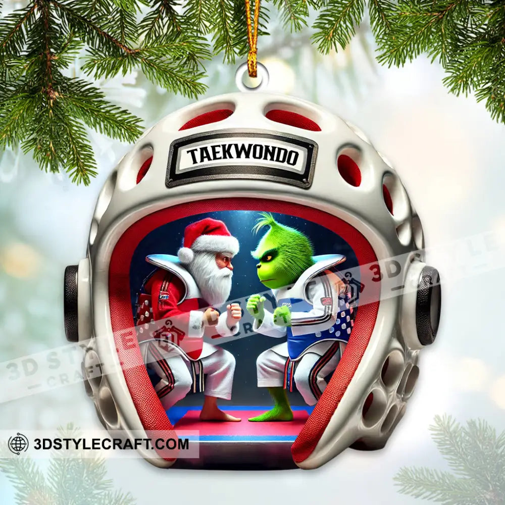 Custom Name Taekwondo Grinch Ornament Lover Christmas Gift 3.54’’ / 1