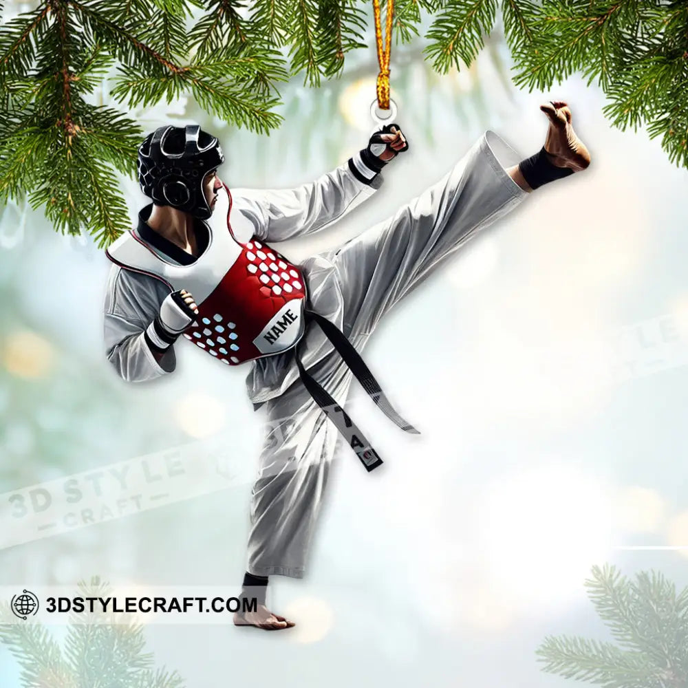 Custom Name Taekwondo Ornament Christmas Gift 3.54’’ / 1