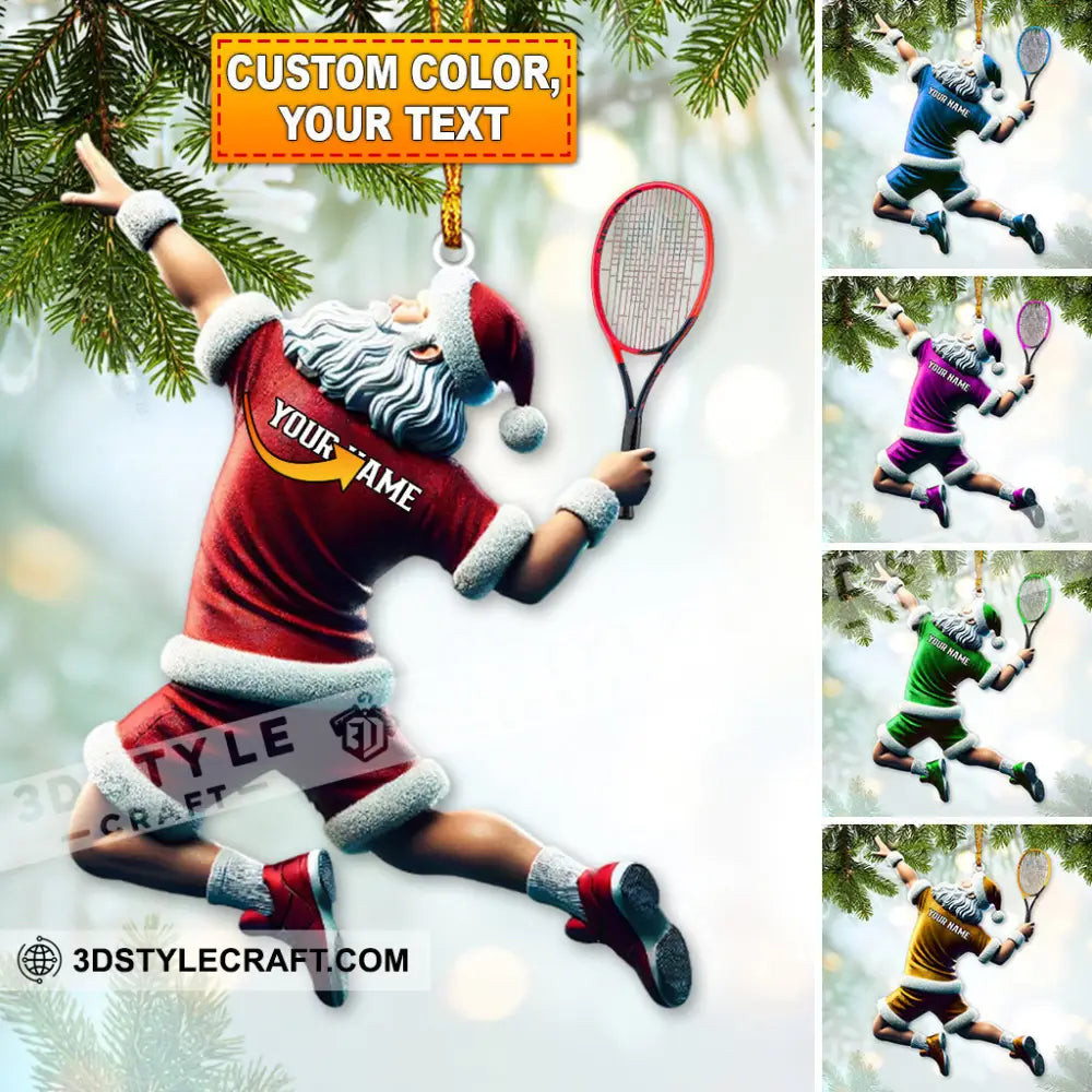 Custom Name Tennis Ornament Santa Christmas Gift