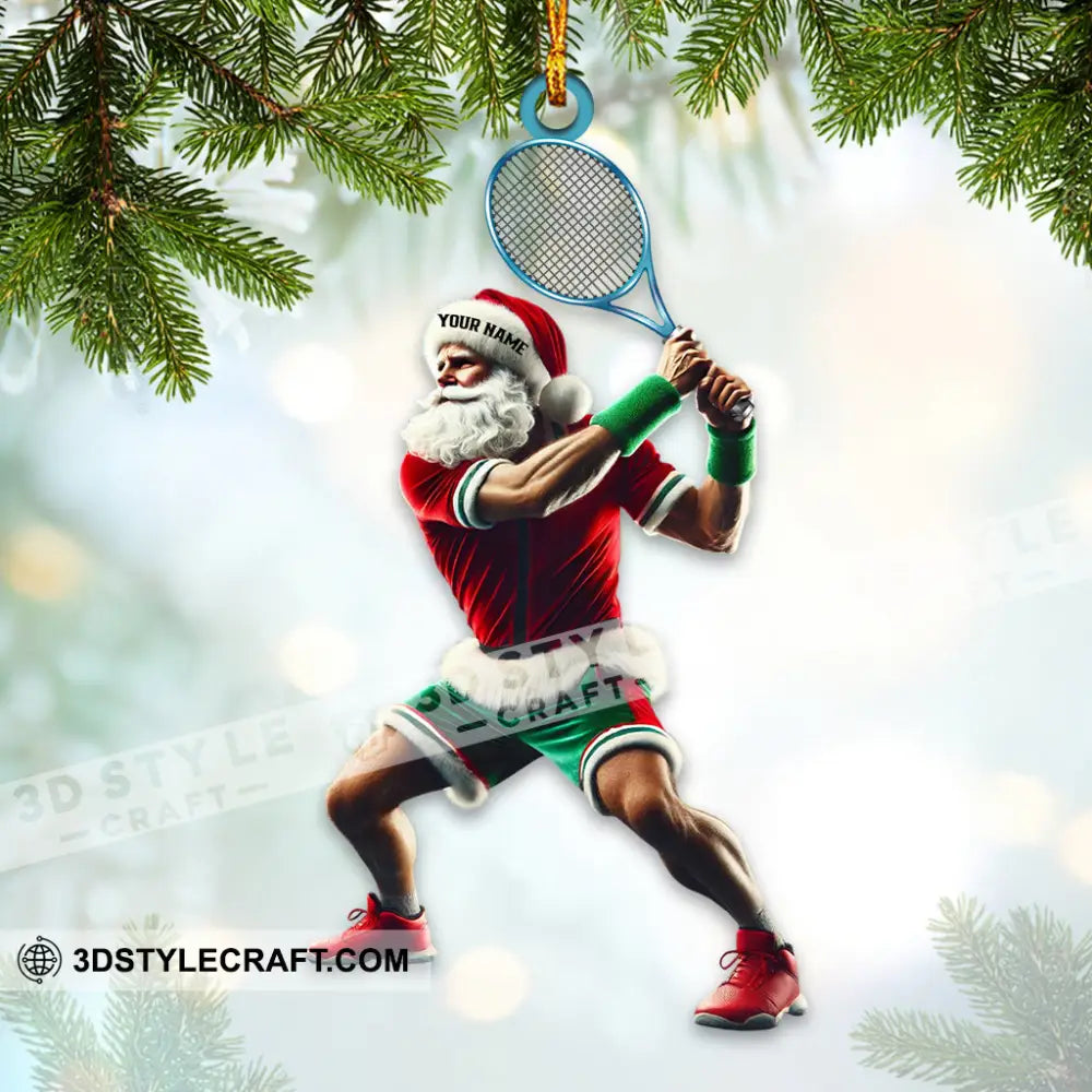 Custom Name Tennis Santa Ornament Christmas Gift 3.54’’ / 1