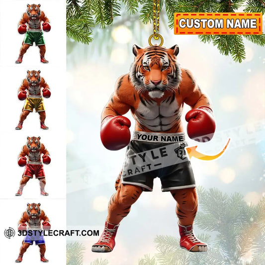 Custom Name Tiger Boxing Ornament Christmas Gift Decoration