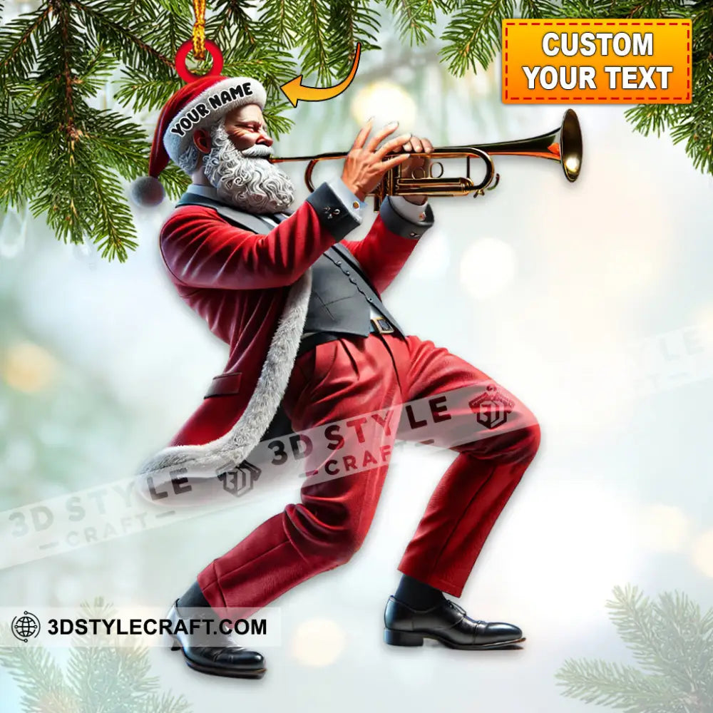 Custom Name Trumpet Santa Ornament Lover Christmas Gift