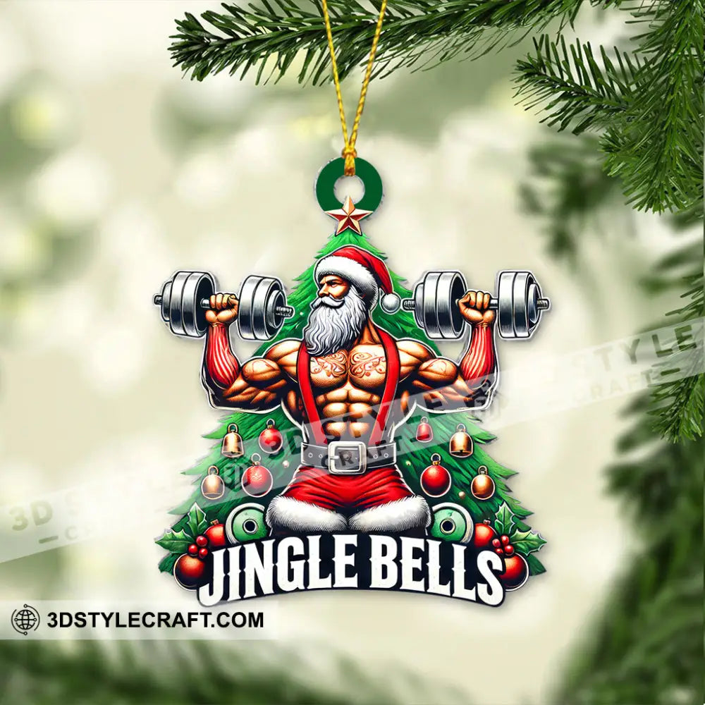 Custom Name Weightlifting Christmas Ornament Santa Gift 3.54’’ / 1 Pack