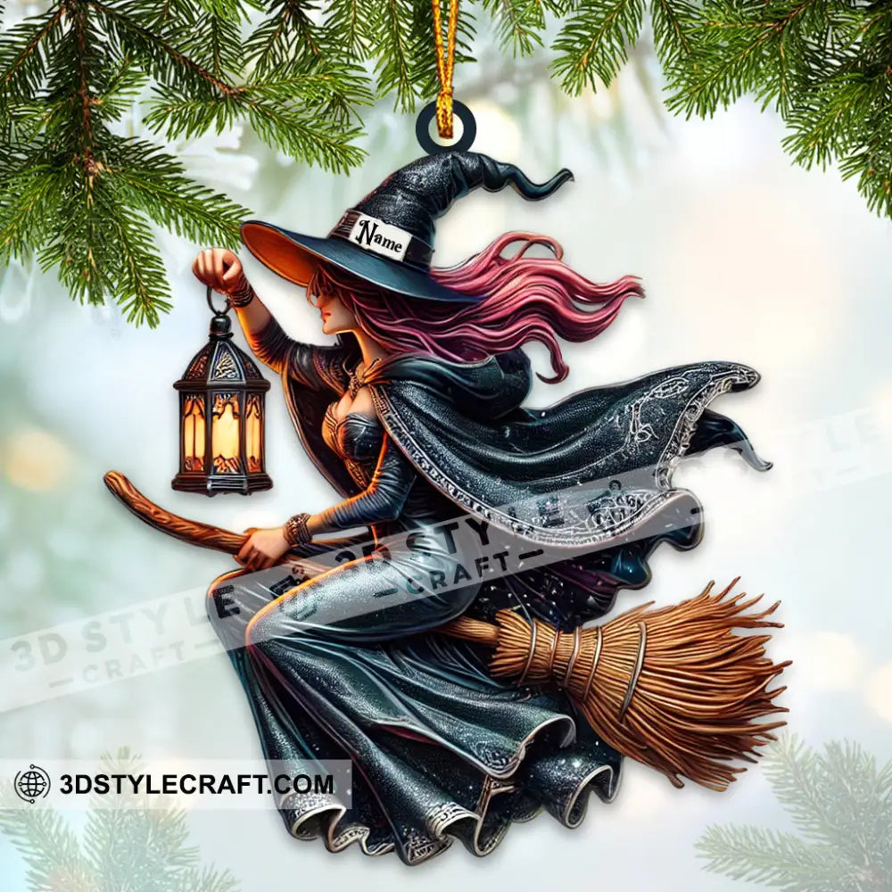 Custom Name Witch Ornament Happy Halloween Gift