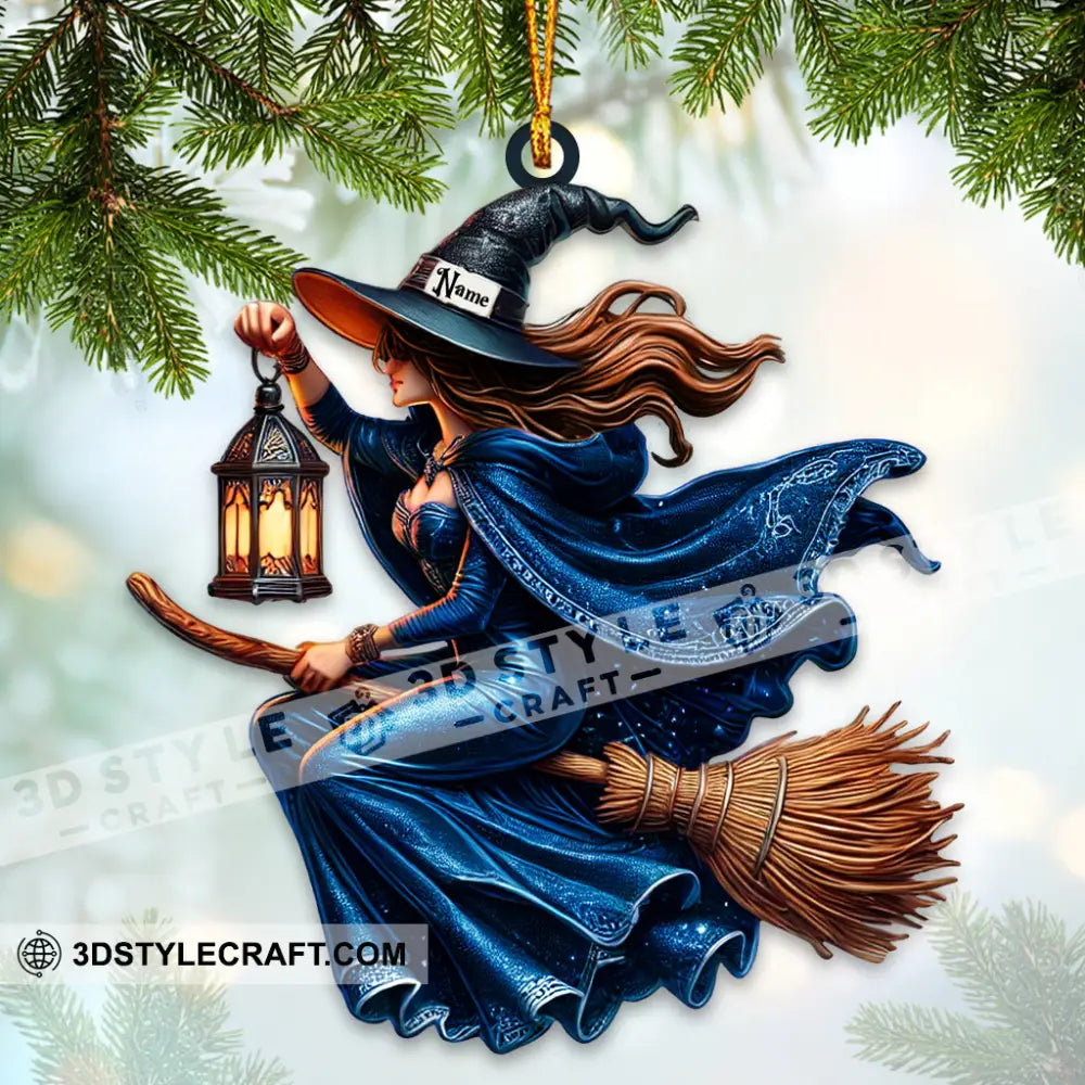 Custom Name Witch Ornament Happy Halloween Gift