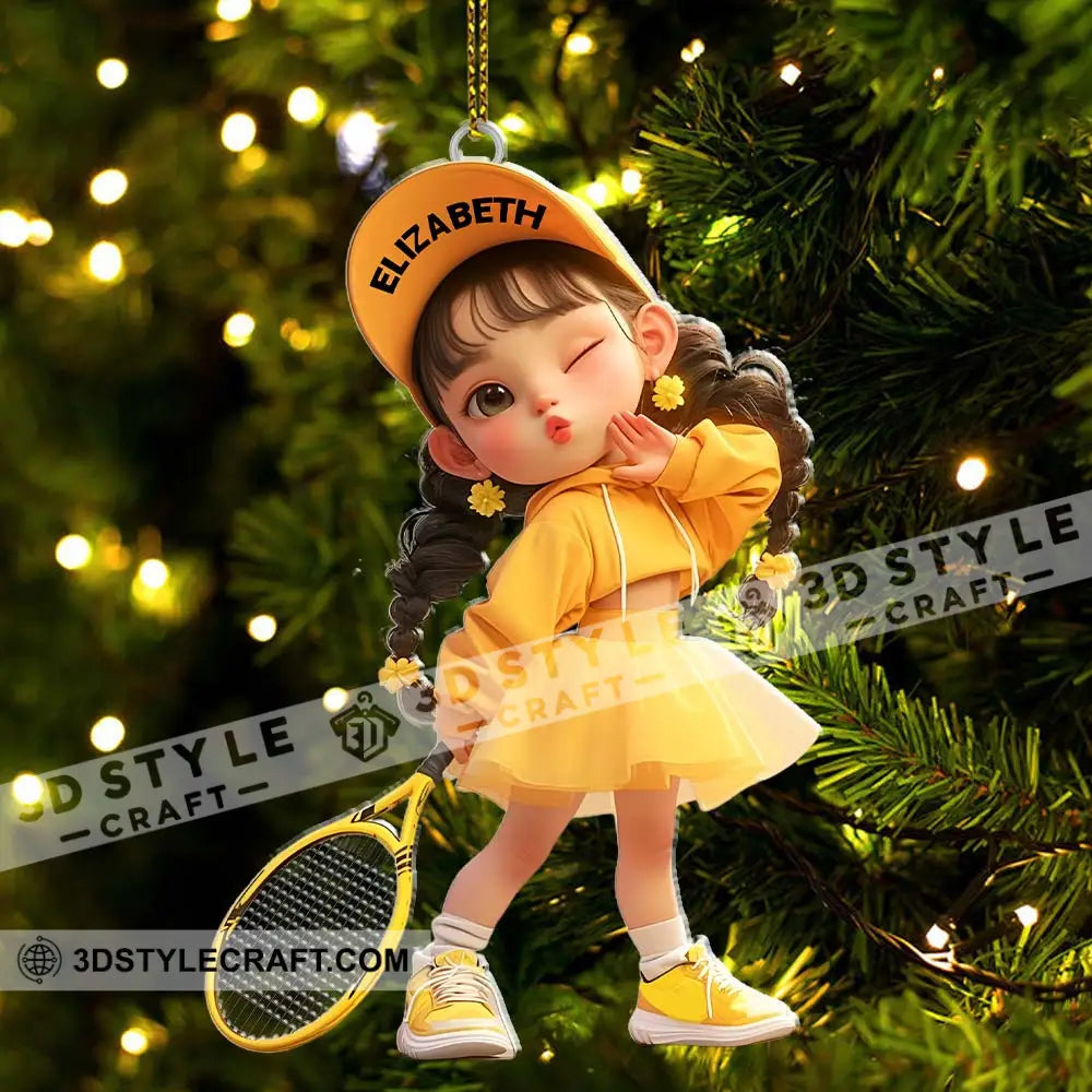 Custom Name Woman Tennis Ornament Christmas Gift