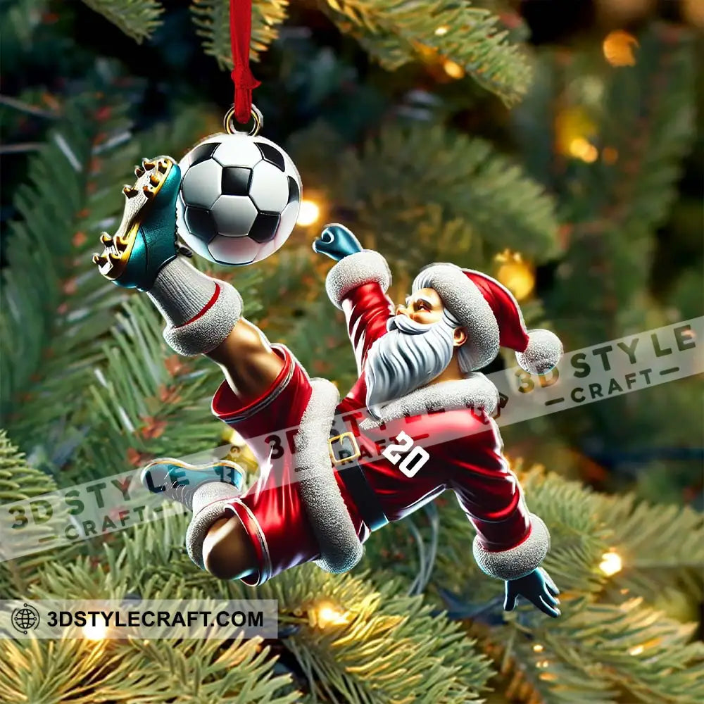 Custom Number Soccer Santa Ornament Christmas Gift