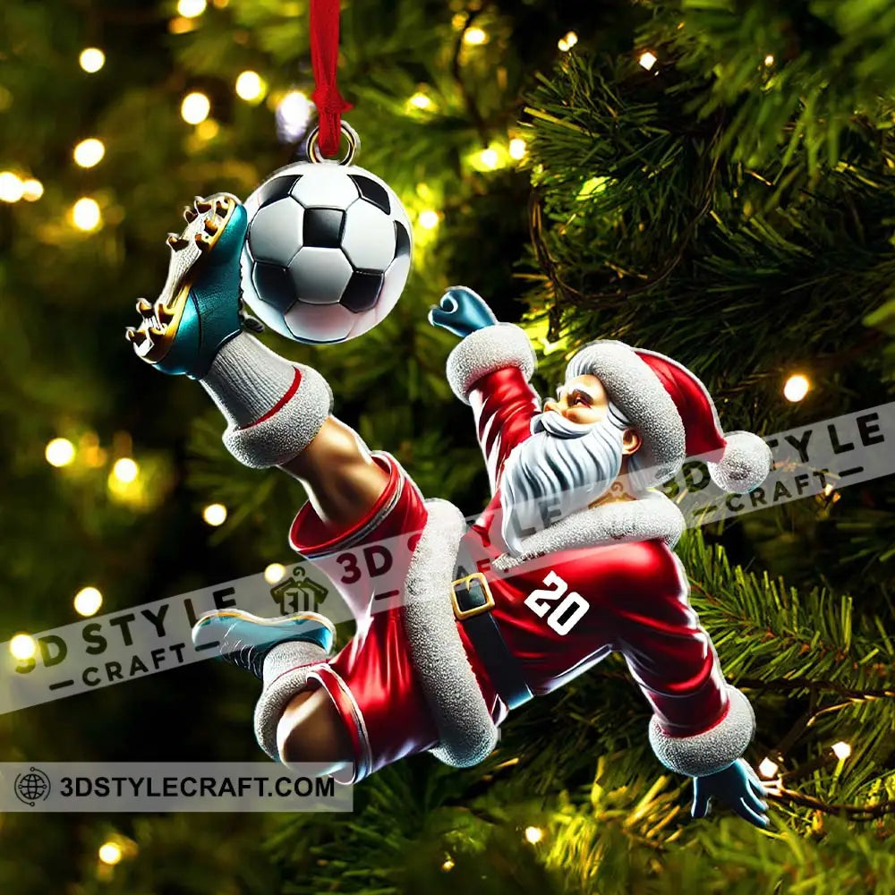 Custom Number Soccer Santa Ornament Christmas Gift 3.54’’ / 1