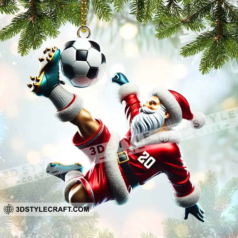 Custom Number Soccer Santa Ornament Christmas Gift