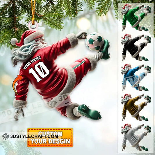 Custom Number Soccer Santa Ornament Christmas Gift