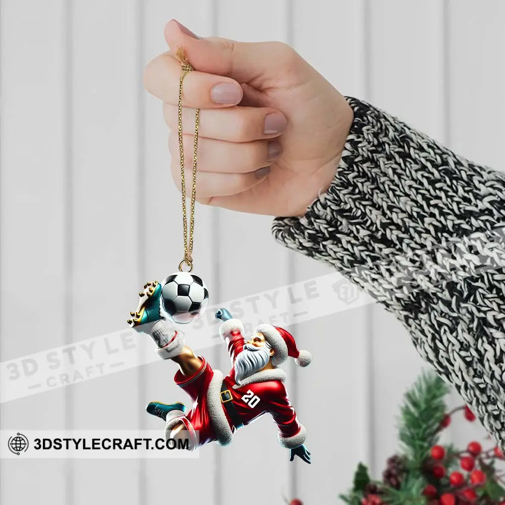 Custom Number Soccer Santa Ornament Christmas Gift