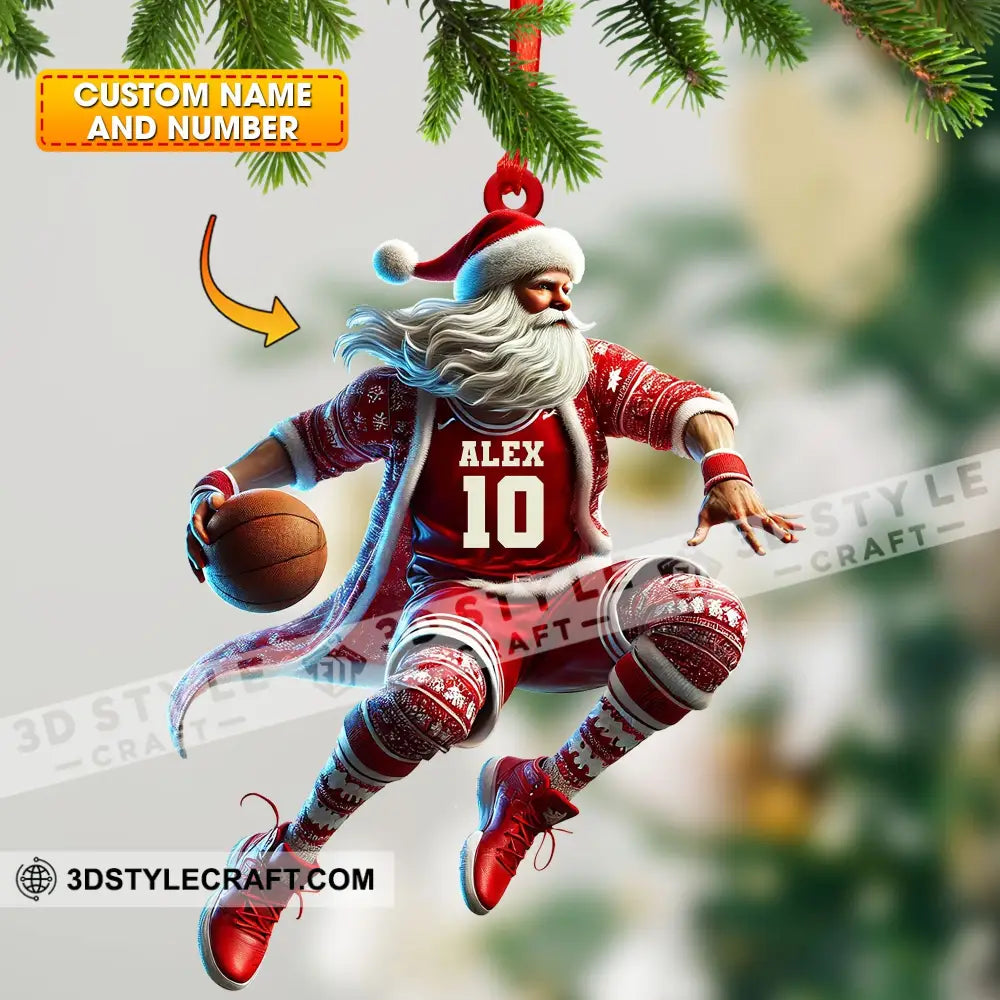 Custom Ornament Basketball Santa Christmas Decor 3.54’’ / 1