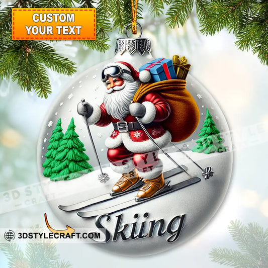 Custom Ornament Christmas Santa Skiing Decor 3.54’’ / 1