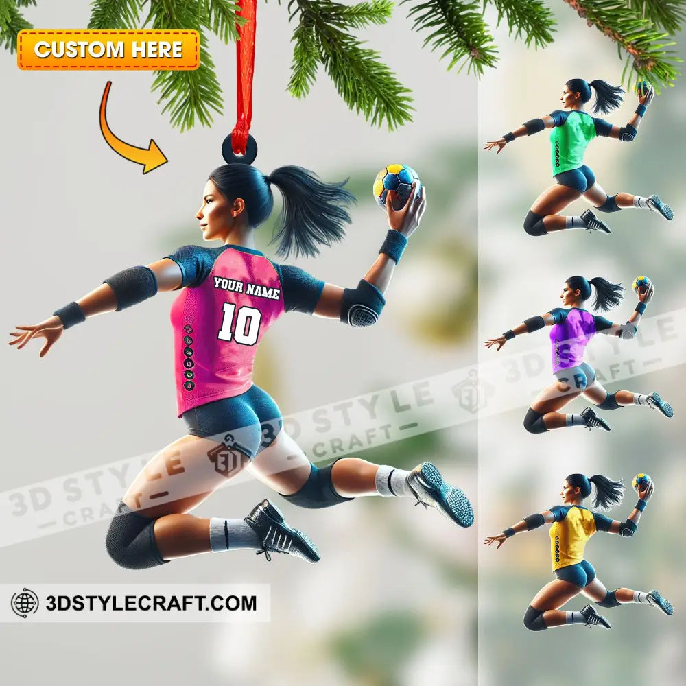 Custom Ornament Handball Woman Christmas Decor 3.54’’ / 1