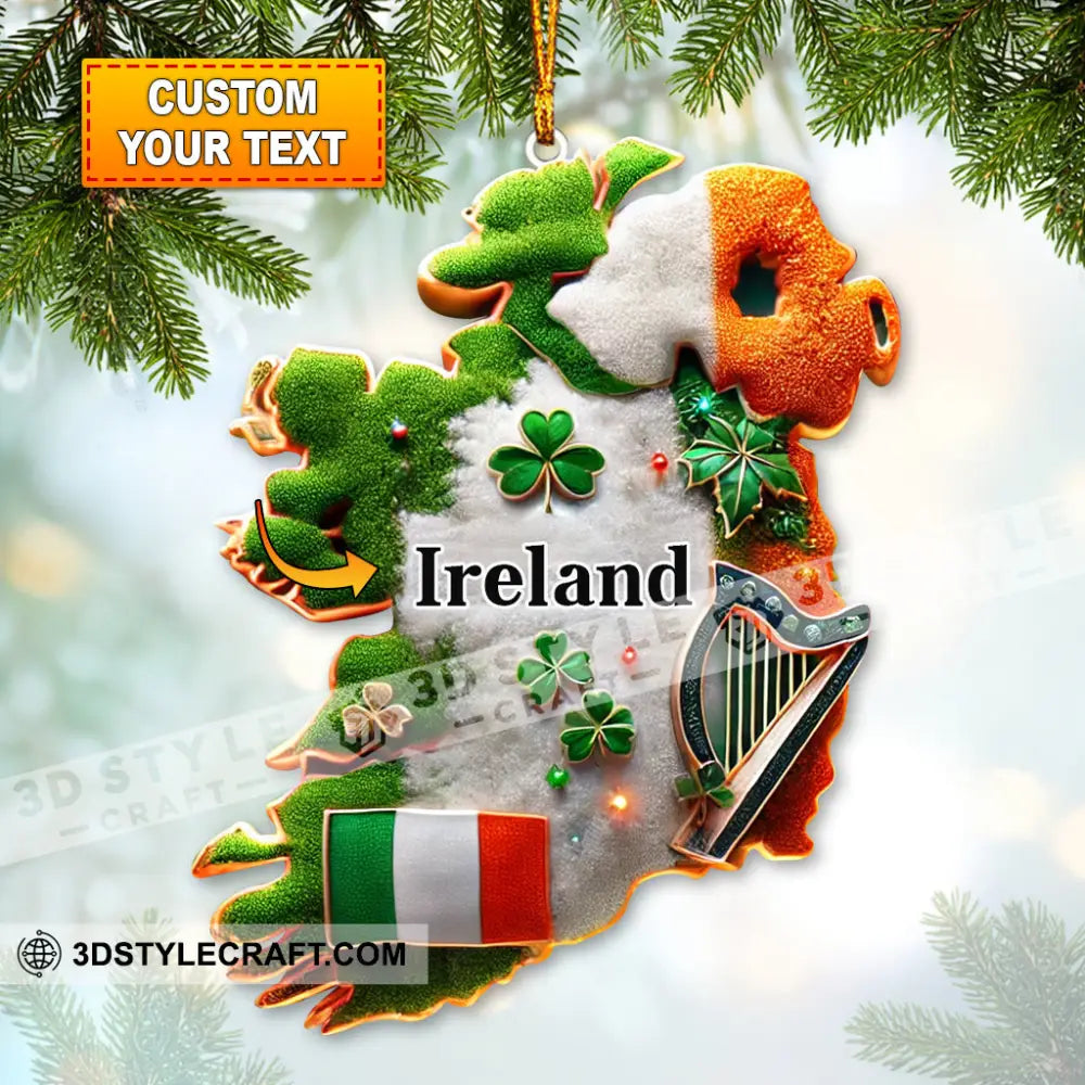 Custom Ornament Ireland Map Christmas Decor 3.54’’ / 1