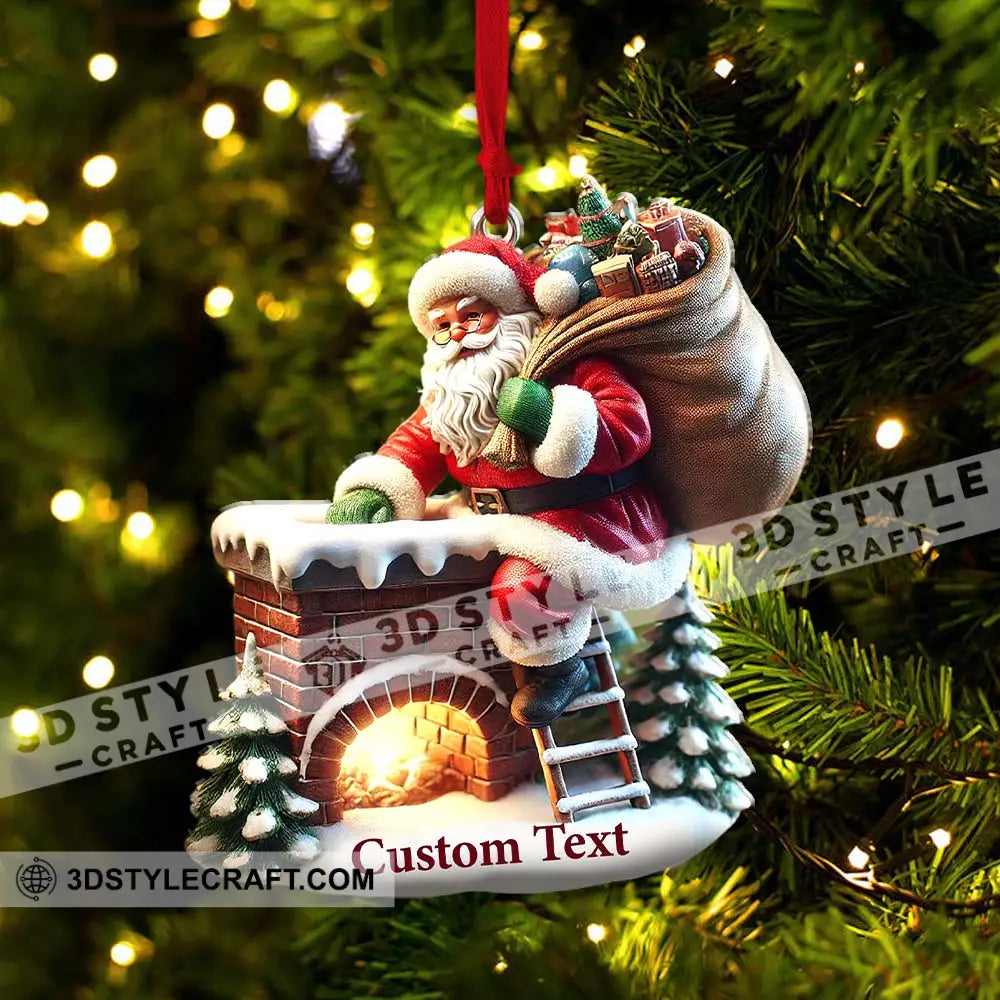 Custom Ornament Santa On The Roof Christmas Decor