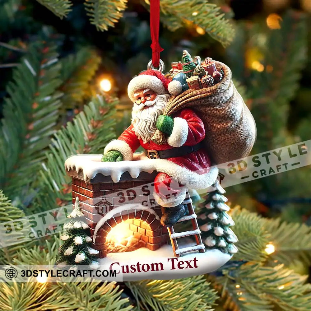 Custom Ornament Santa On The Roof Christmas Decor