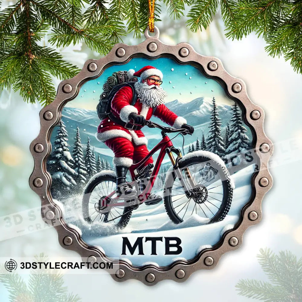 Custom Ornament Santa Riding A Bike Christmas Decor