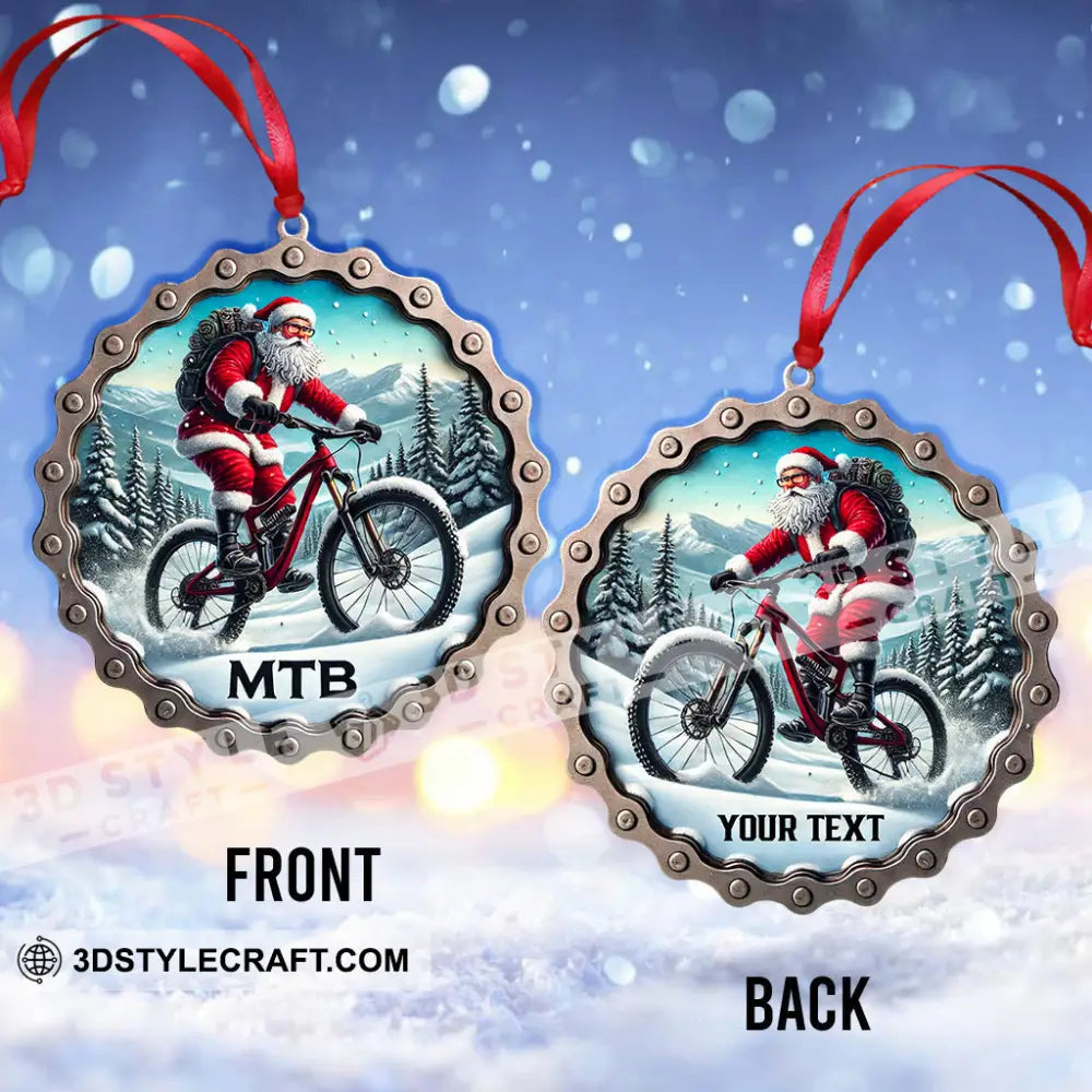 Custom Ornament Santa Riding A Bike Christmas Decor