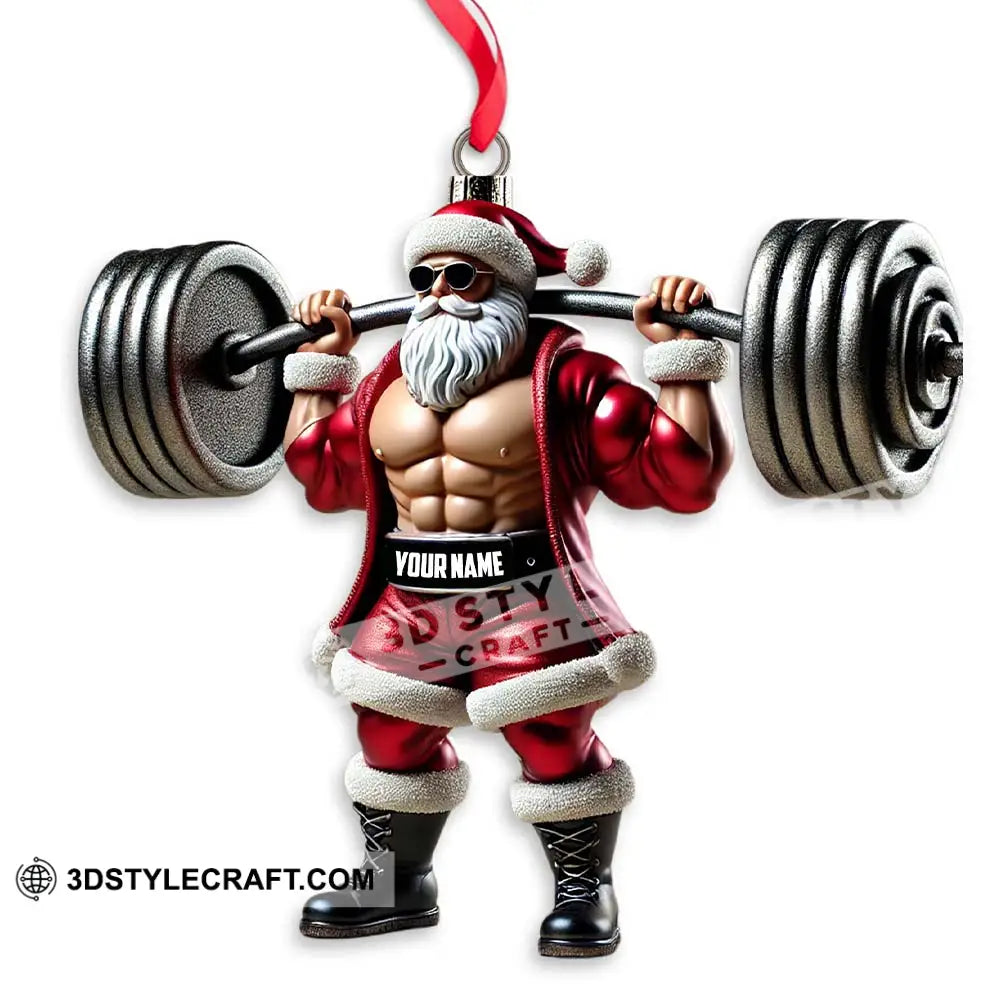 Custom Ornament Weightlifting Santa Christmas Decor