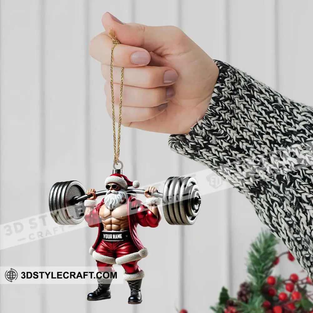 Custom Ornament Weightlifting Santa Christmas Decor