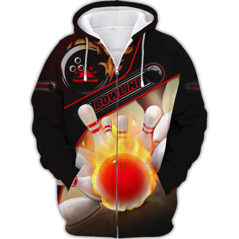 Custom Unisex Shirt Bowling T-Shirt For Lovers Zipper Hoodie / S