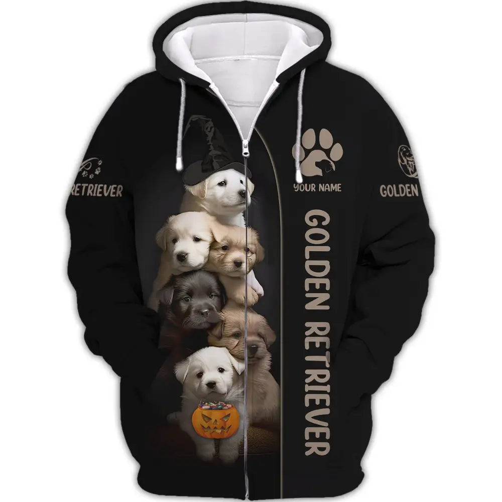 Custom Unisex Shirt Golden Retriever Halloween T-Shirt Hoodie Pet Zipper / S