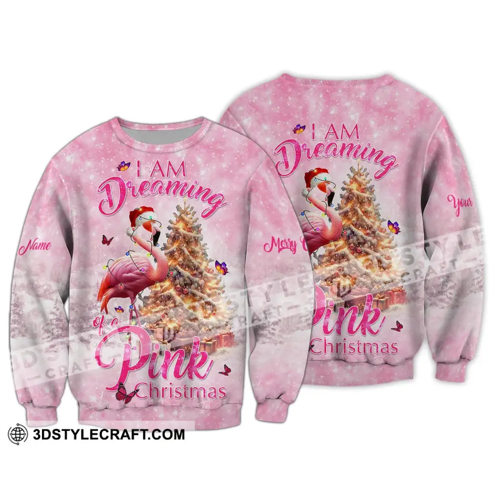 Custom Woman Shirt Flamingo Christmas Hoodie For Long Sleeve / S T-Shirt