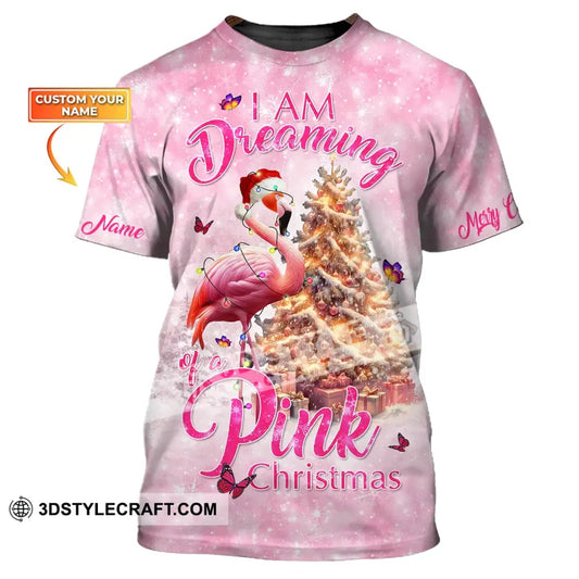 Custom Woman Shirt Flamingo Christmas Hoodie For T-Shirt / S