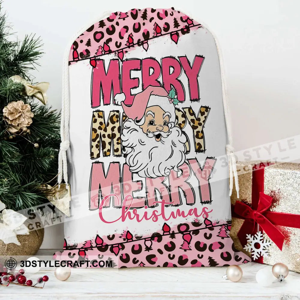 Cute Santa Personalized Merry Christmas String Bag 13X15 In - 33X39 Cm