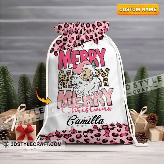 Cute Santa Personalized Merry Christmas String Bag