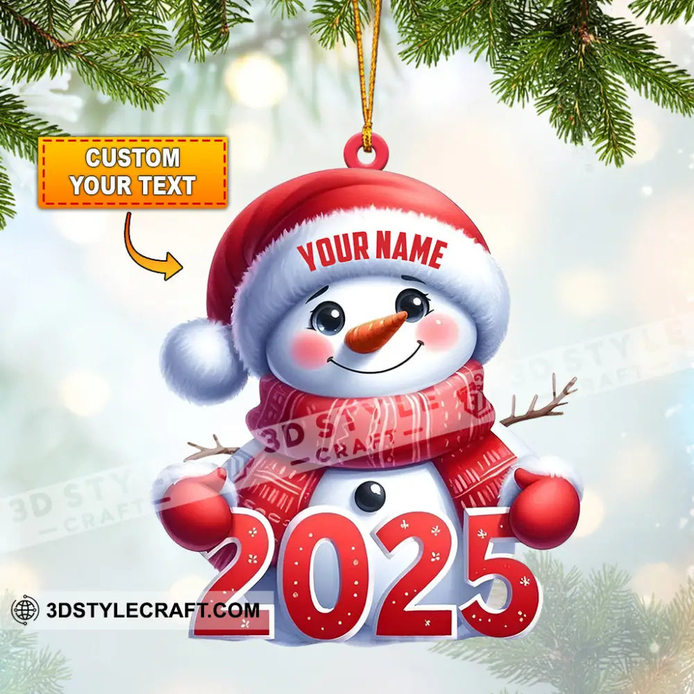 Cute Snowman 2025 Christmas Ornament Personalized 3.54’’ / 1