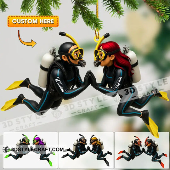 Diver, Home Decor, Christmas Ornament, Personalized Ornament style option 1
