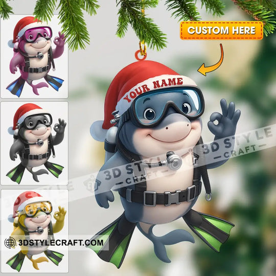 Diver, Home Decor, Christmas Ornament, Personalized Ornament style option 1