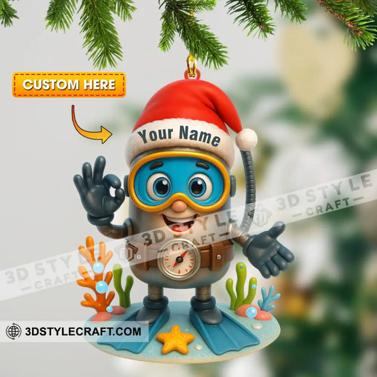 Diver, Home Decor, Christmas Ornament, Personalized Ornament style option 1