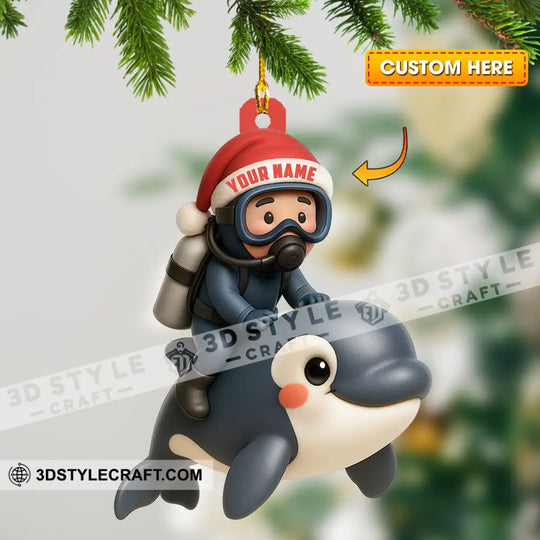 Diver, Home Decor, Christmas Ornament, Personalized Ornament style option 1