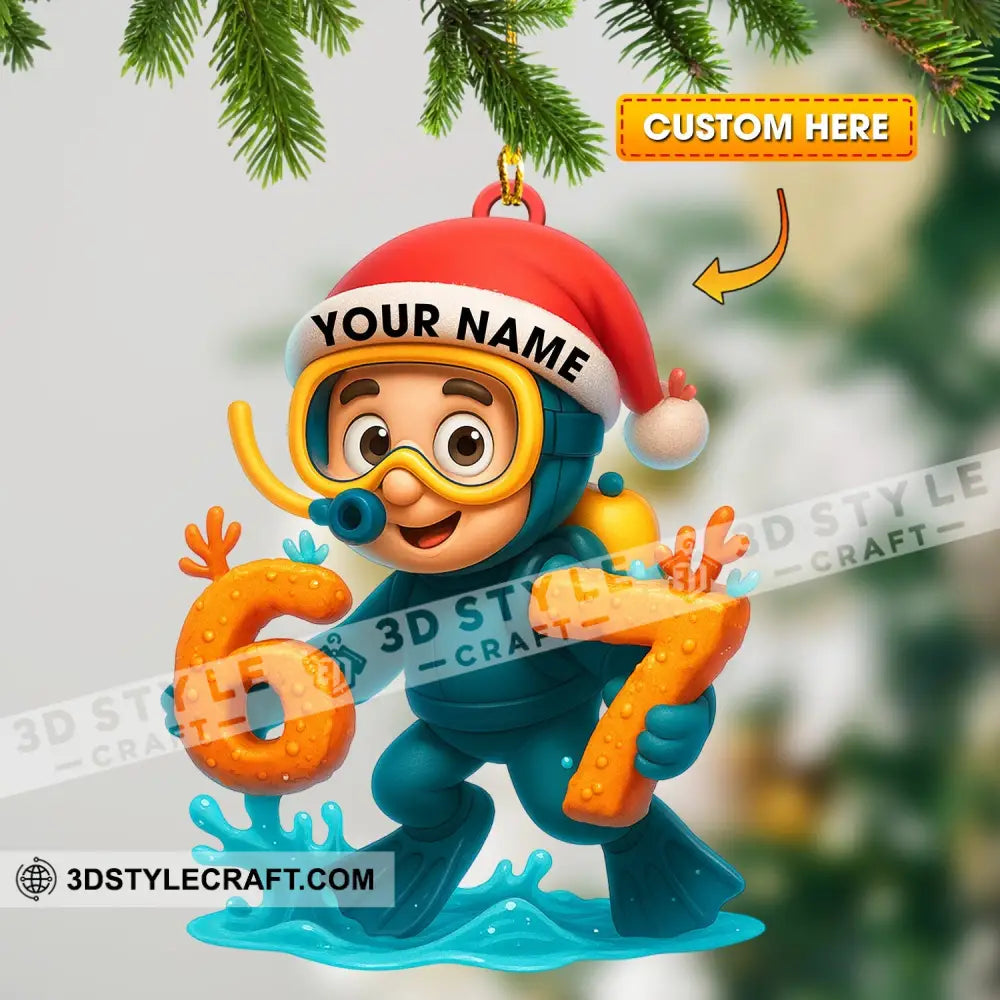 Diving Christmas Home Decor Christmas Ornament Personalized Ornament 3.54’’ / 1 Ornament Ornament