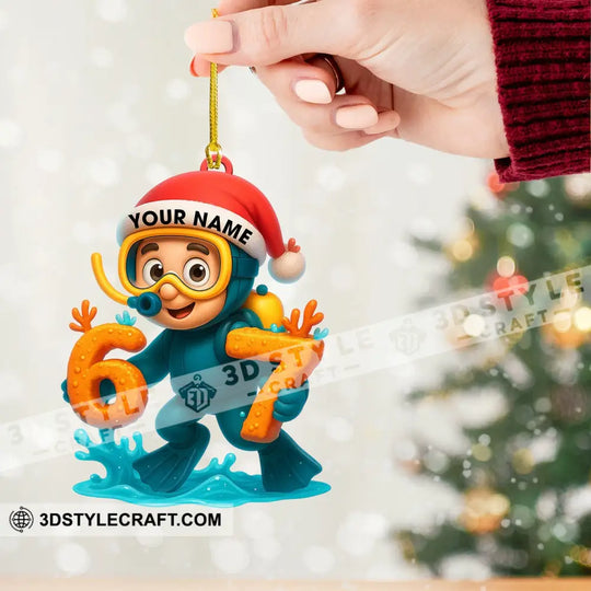 Diving Christmas Home Decor, Christmas Ornament, Personalized Ornament style option 2
